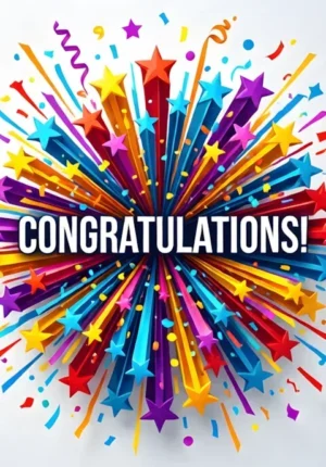 Abstract Celebration Burst With Stars Confetti Congratulations