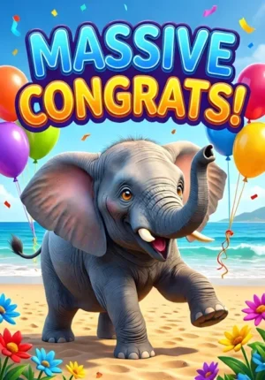 Elephant With Balloons Massive Congrats