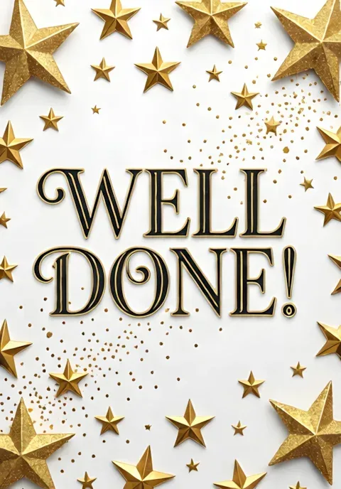 Gold Stars Sparkles Well Done
