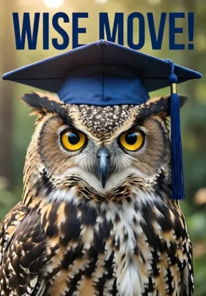 Owl Wearing Graduation Cap Wise Move