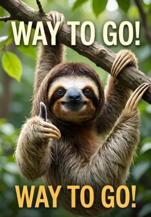 Sloth Hanging Thumbs Up Way To Go