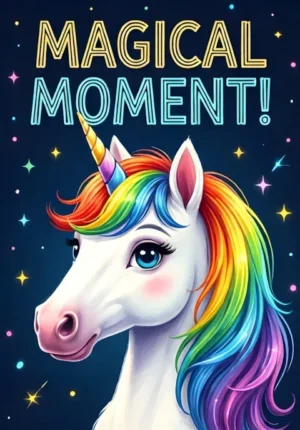 Unicorn With Rainbow Mane Magical Moment
