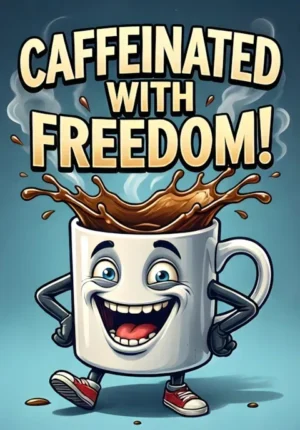 Coffee Mug Overflowing With Relaxation Caffeinated With Freedom