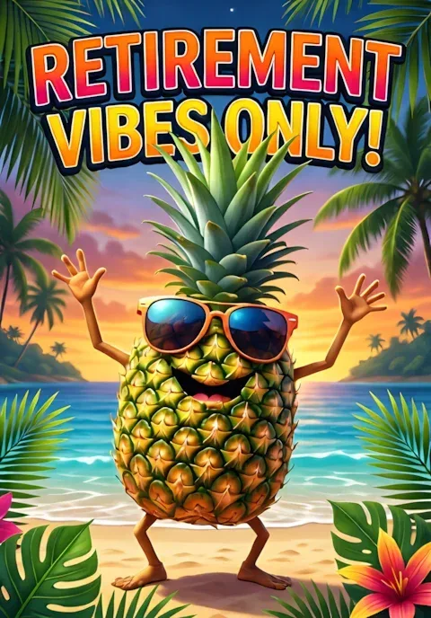 Dancing Pineapple Wearing Sunglasses Retirement Vibes Only